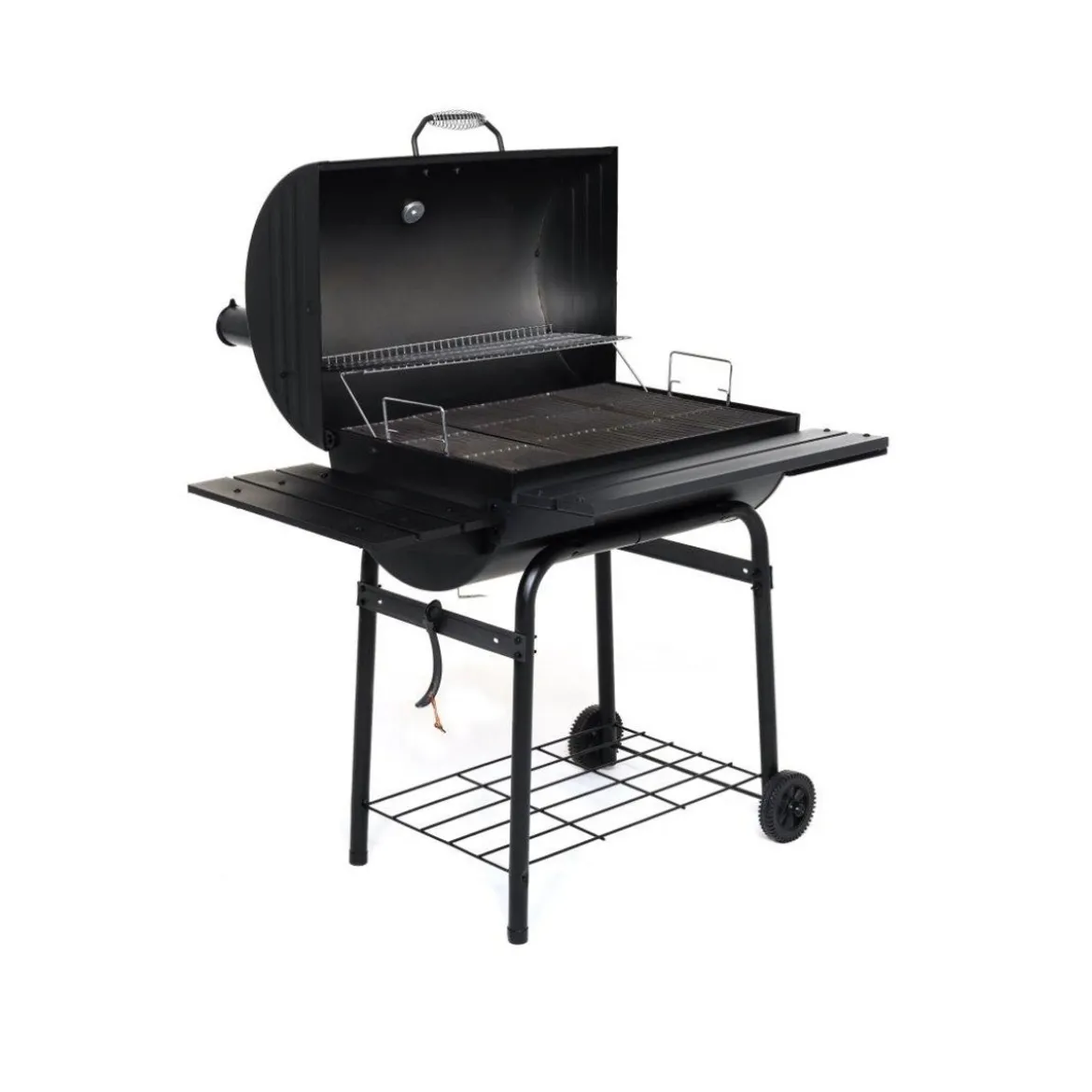 Barbecue a Carbonella Carbone con Affumicatore Coperchio BBQ Griglia Ghisa