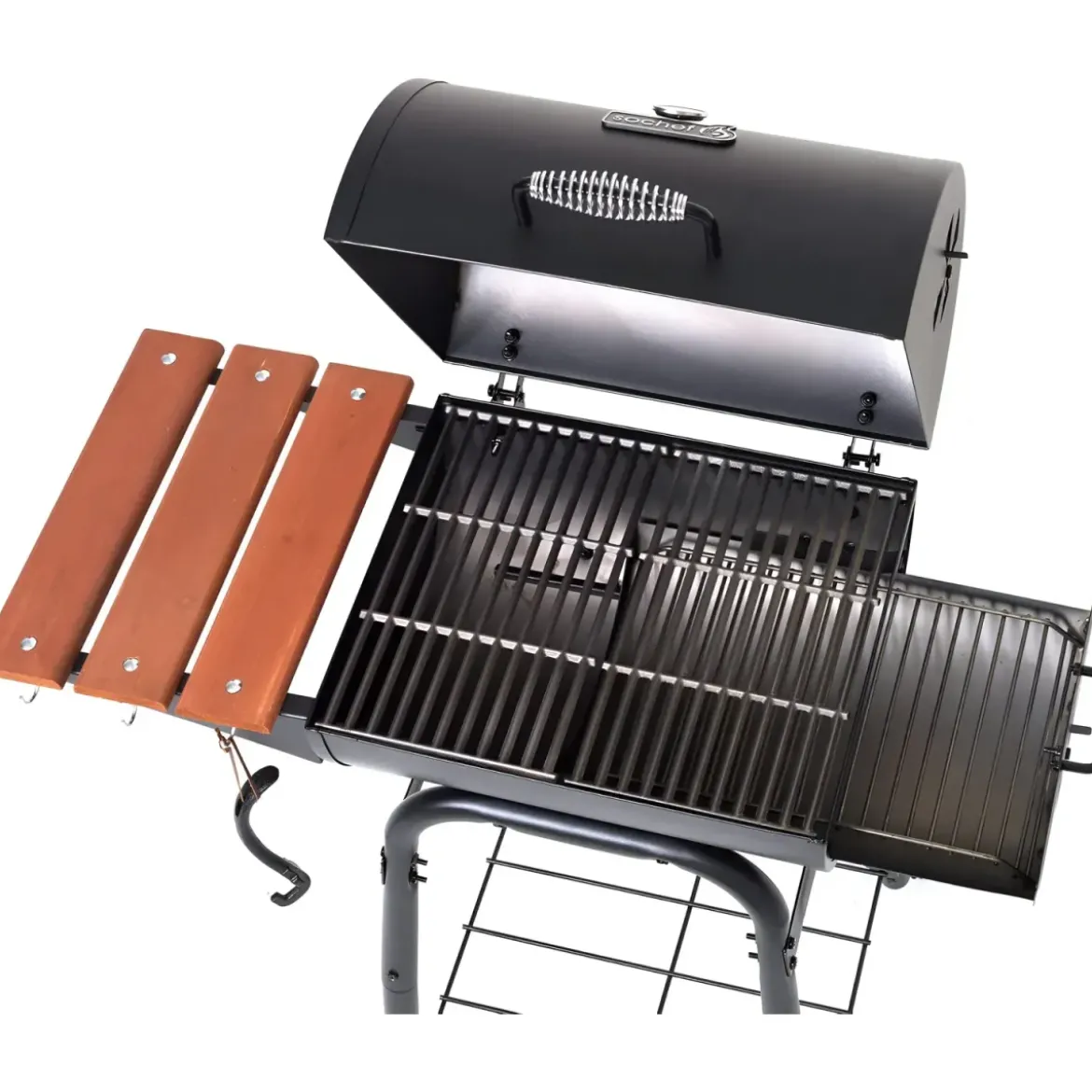 Barbecue a Carbonella Carbone Portatile Legna BBQ con Coperchio Griglia Ghisa