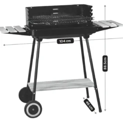 Barbecue a Carbonella da Esterno con Ruote Portatile Griglia Regolabile