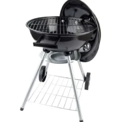 Barbecue a Carbonella Tondo con Coperchio Portatile Ripiano da Esterno