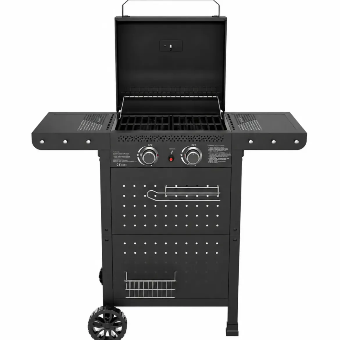 Barbecue a Gas 2 Bruciatori Acciaio Inox 5 kW Griglia in Ghisa Smaltata