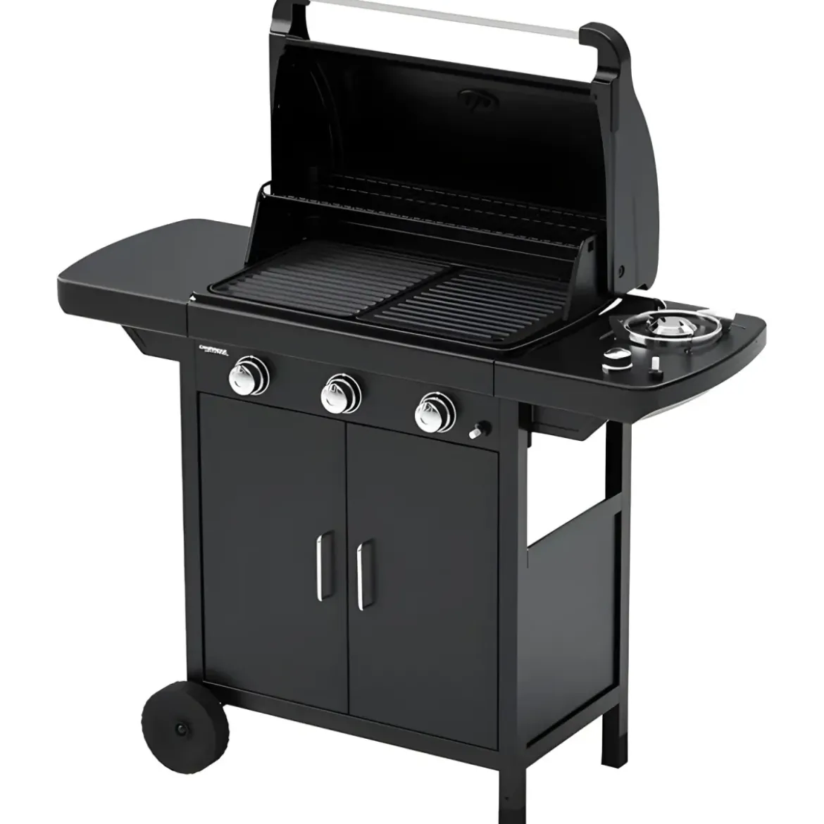 Barbecue a Gas Campignaz 3 Fuochi Coperchio Termometro Acciaio Nero