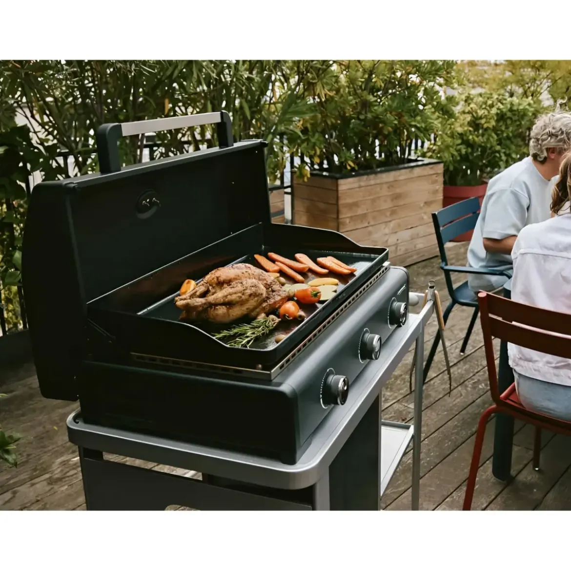 Barbecue a Gas Campignaz Plancha 3 Fuochi 76x56x31 cm Piastra Ghisa