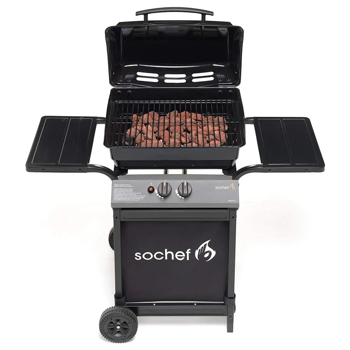 Barbecue a Gas con Pietra Lavica 2 Bruciatori in Acciaio Inox Griglia da Balcone