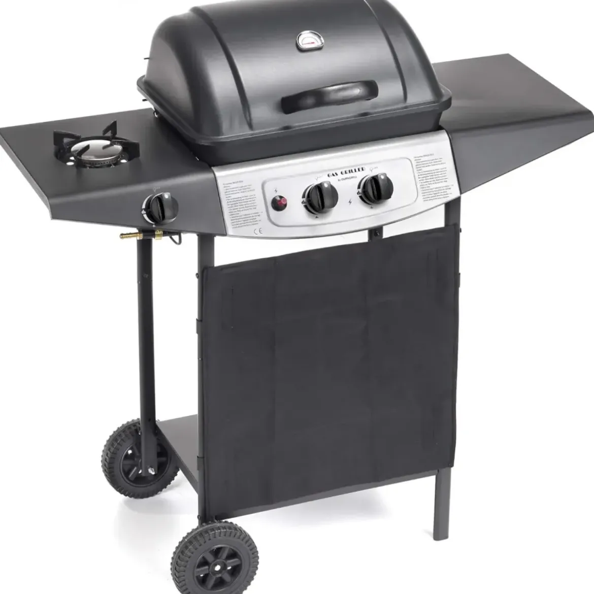 Barbecue a Gas Ompagrill 2+1 Fuochi 98x43x100cm Fornello Laterale