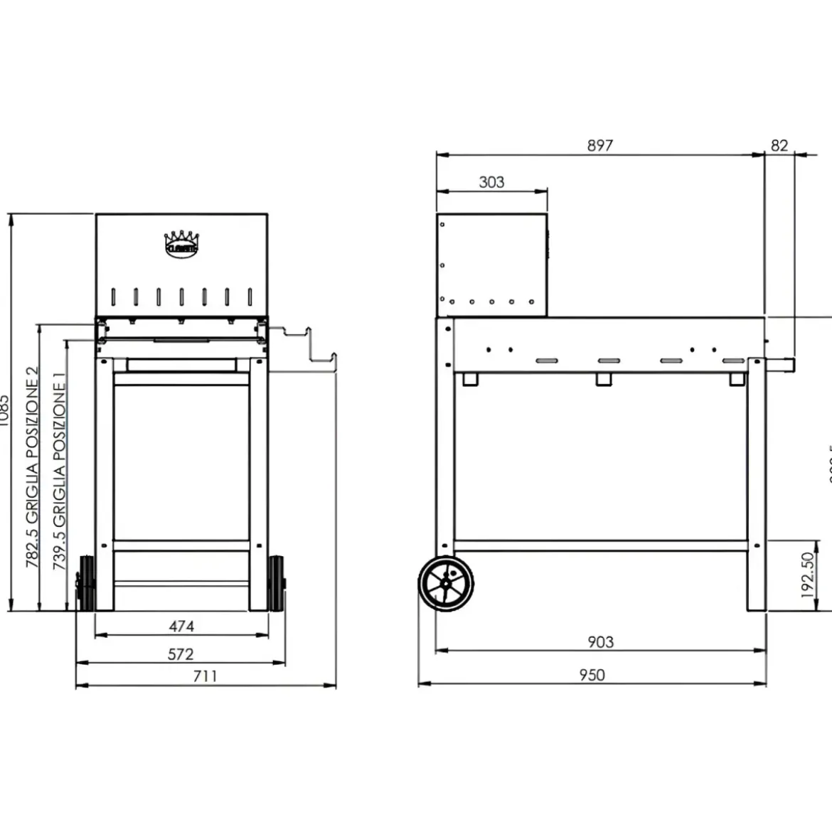 Barbecue a Legna 45x50 cm Acciaio Corten con Griglia Inox Regolabile