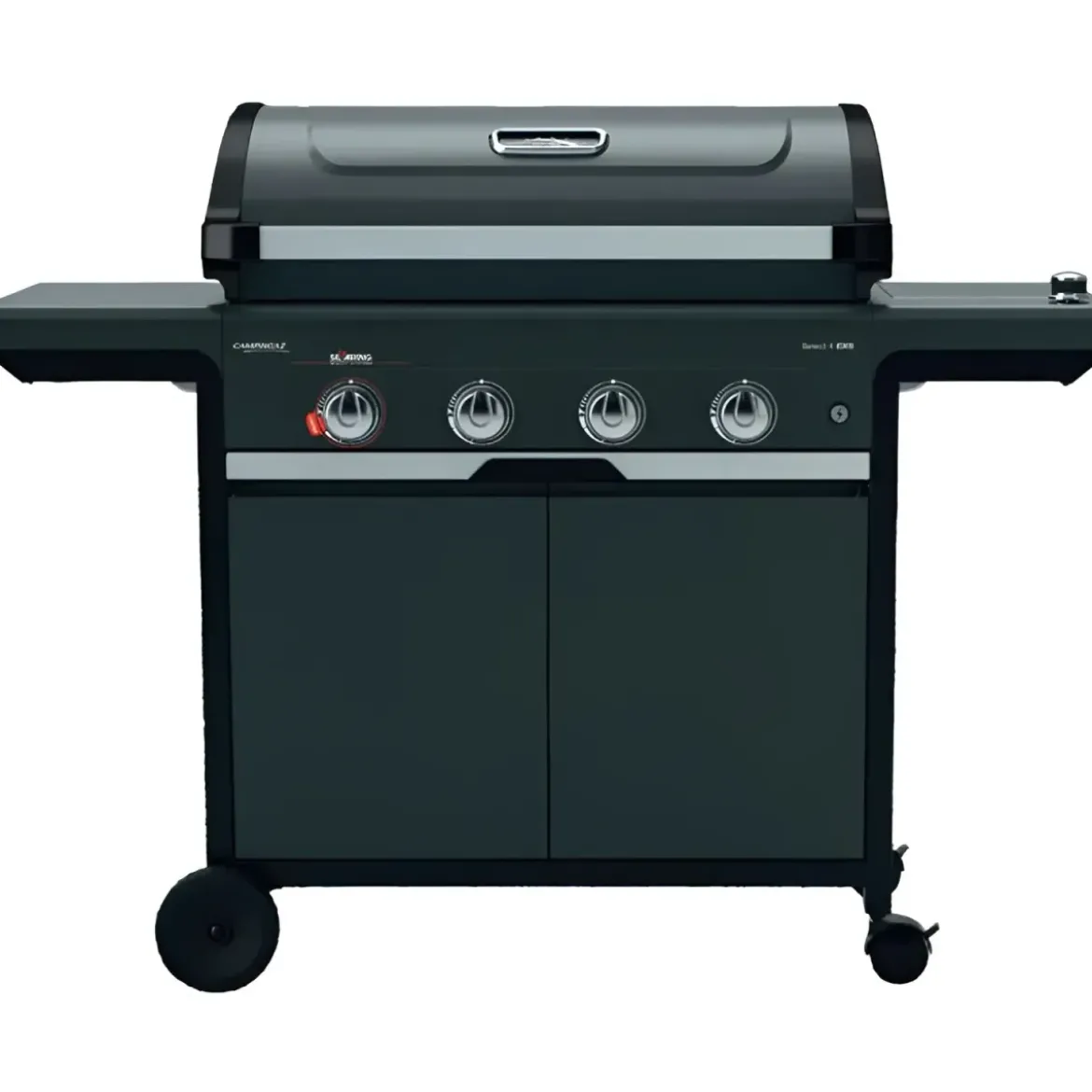 Barbecue Gas Campignaz 4 Fuochi Ruote Acciaio Inox Nero 127x57x113 cm