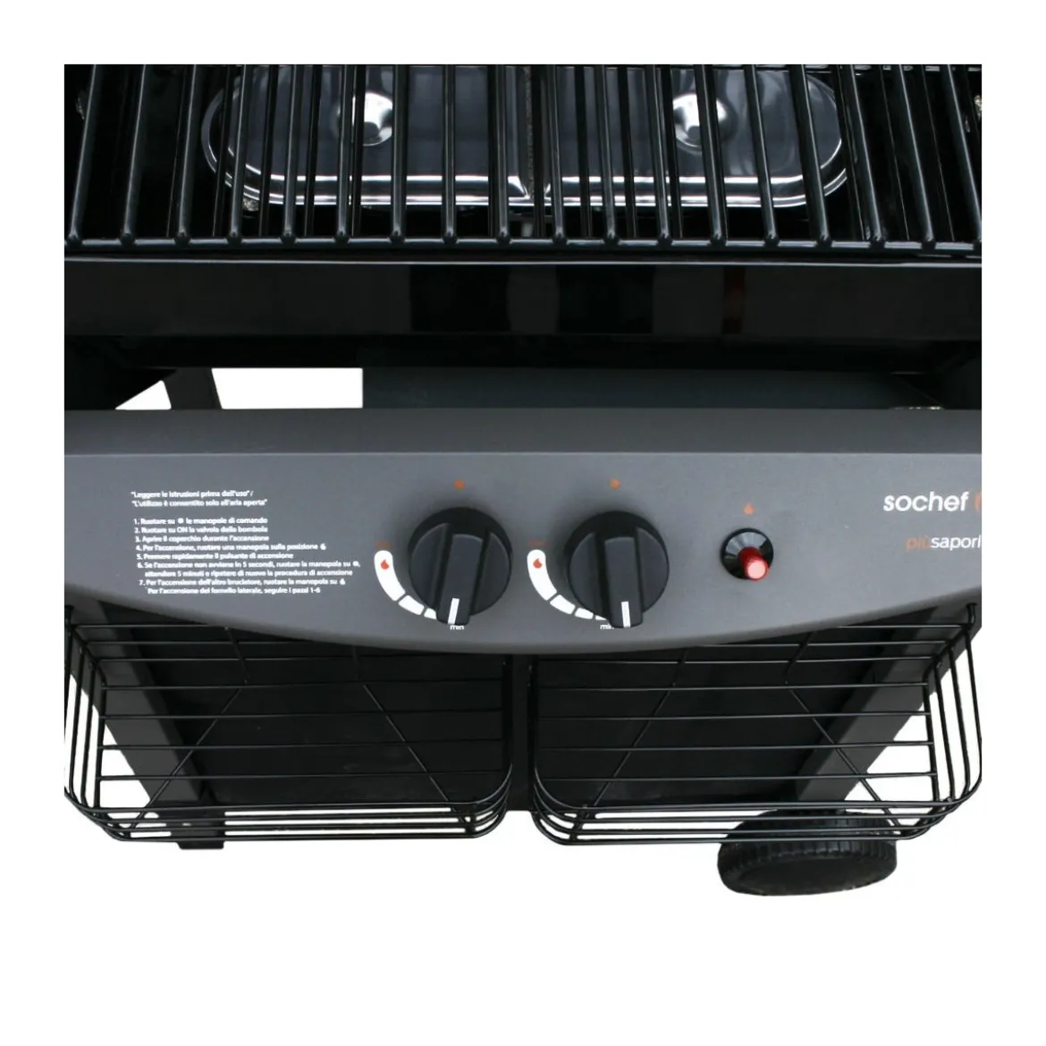Barbecue Gas 10Kw Piu Saporillo 2 Bruciatori Acciaio Inox 50.6x35.6 Griglia