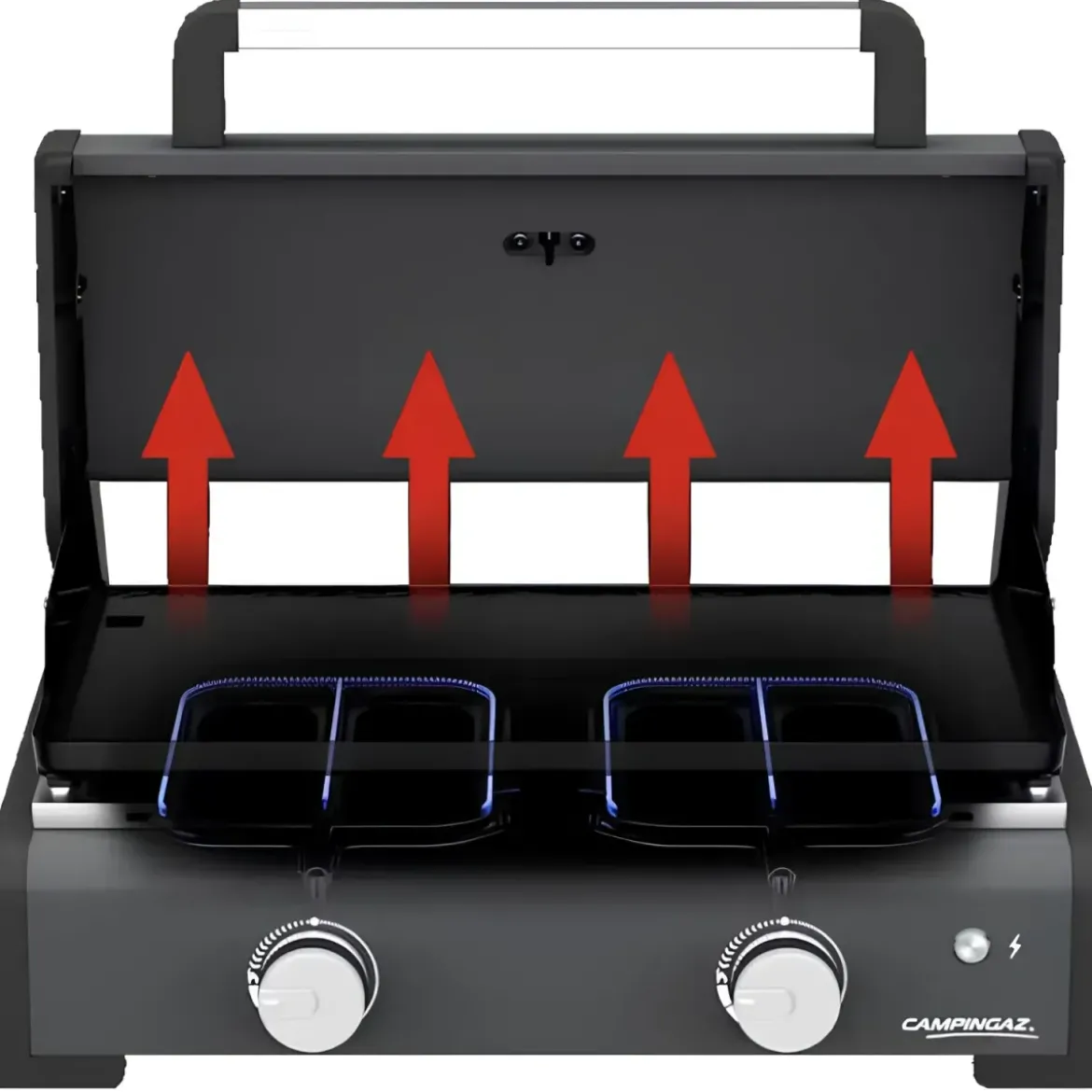 Barbecue Gas Plancha da Tavolo Campignaz 2 Fuochi 6kW Piastra in Ghisa