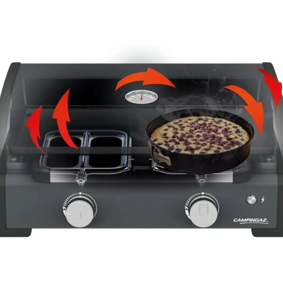 Barbecue Gas Plancha da Tavolo Campignaz 2 Fuochi 6kW Piastra in Ghisa