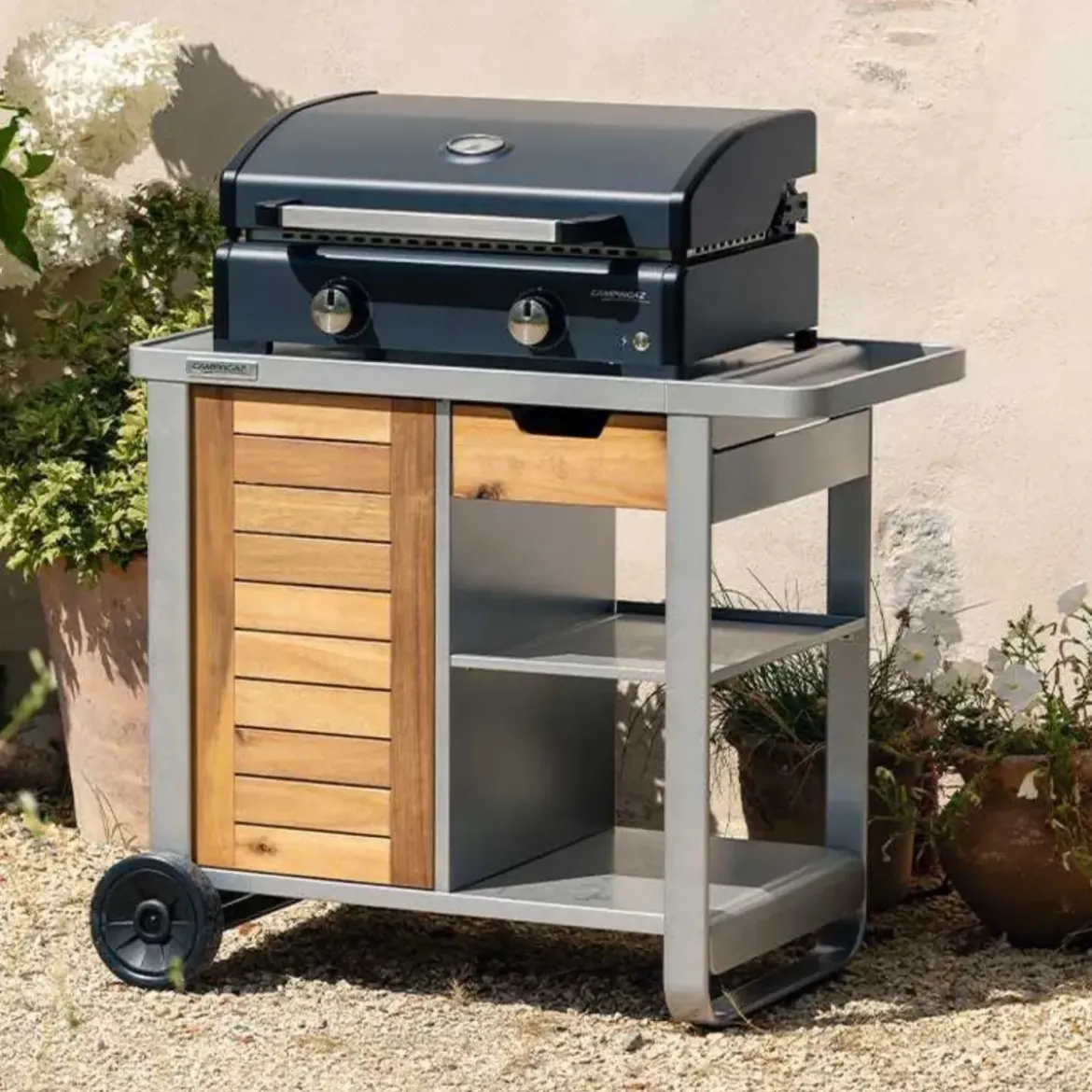 Barbecue Gas Plancha da Tavolo Campignaz 2 Fuochi 6kW Piastra in Ghisa