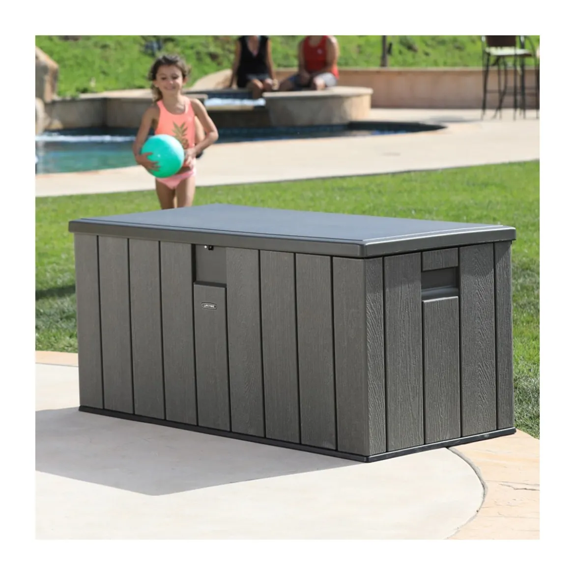 Baule Contenitore 150 cm in Resina Cassapanca Giardino Esterno Armadio Attrezzi