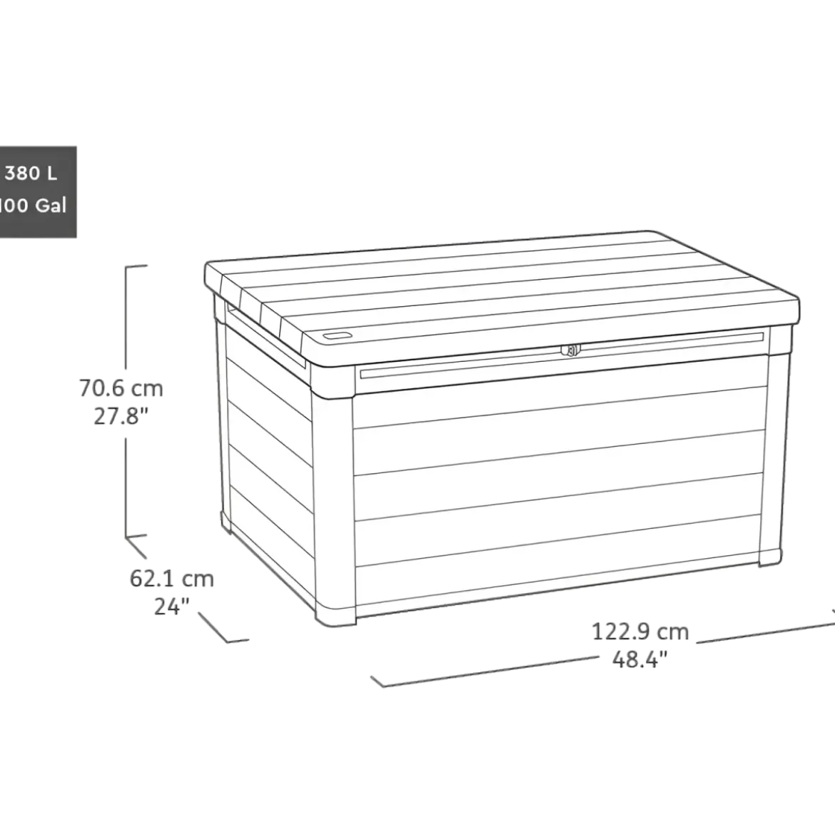 Baule Contenitore Keter 380L in Resina Effetto Legno Noce da Esterno