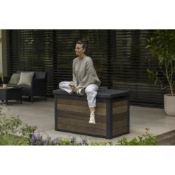 Baule Contenitore Keter 380L in Resina Effetto Legno Noce da Esterno