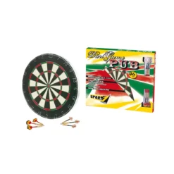 Bersaglio Pub 46cm Floccato + 6 Freccette Punta Metallo Bivalva Dartboard Game