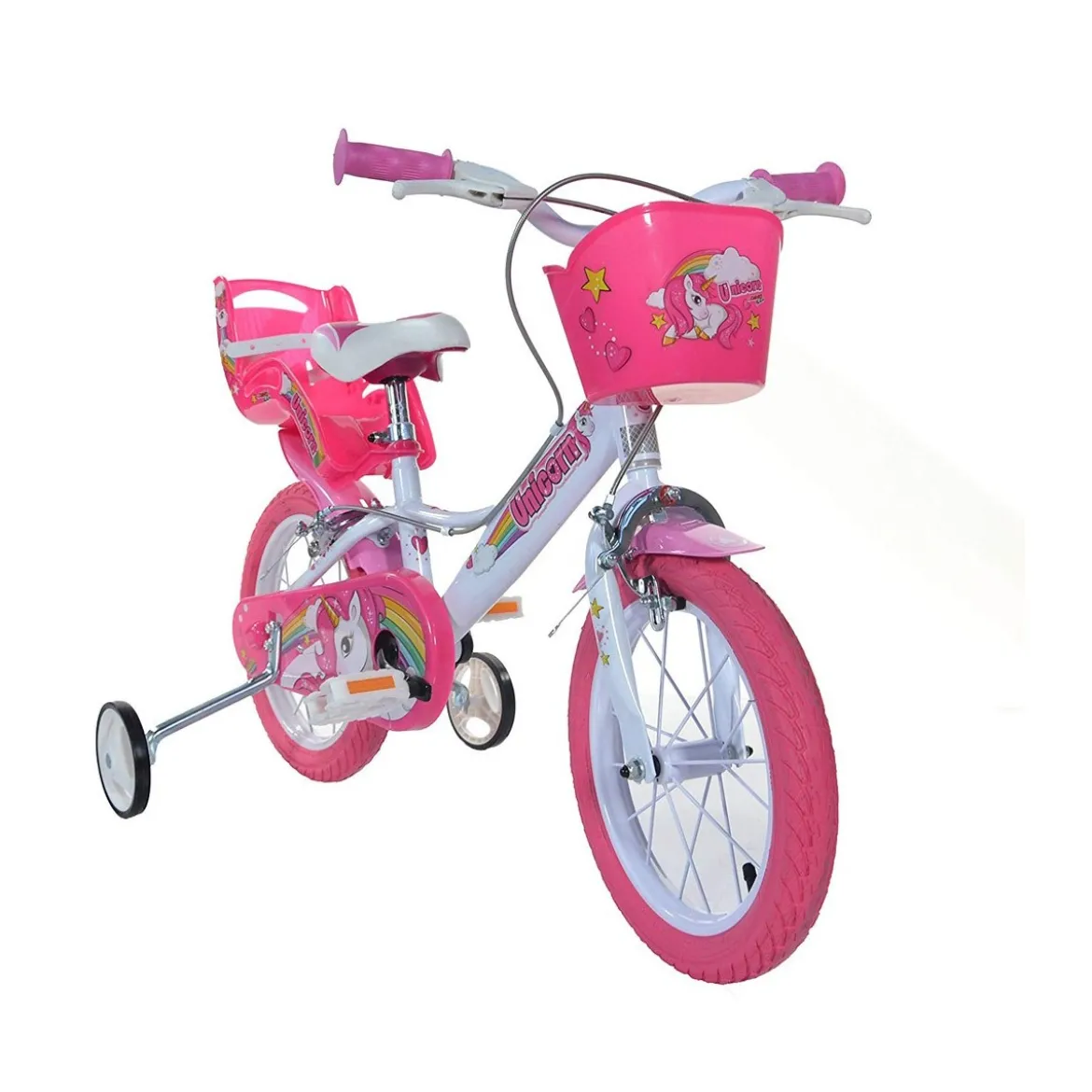 Bicicletta Bambina 14 Pollici 3 4 5 6 Anni Unicorno con Rotelle Freno Bici Bimba