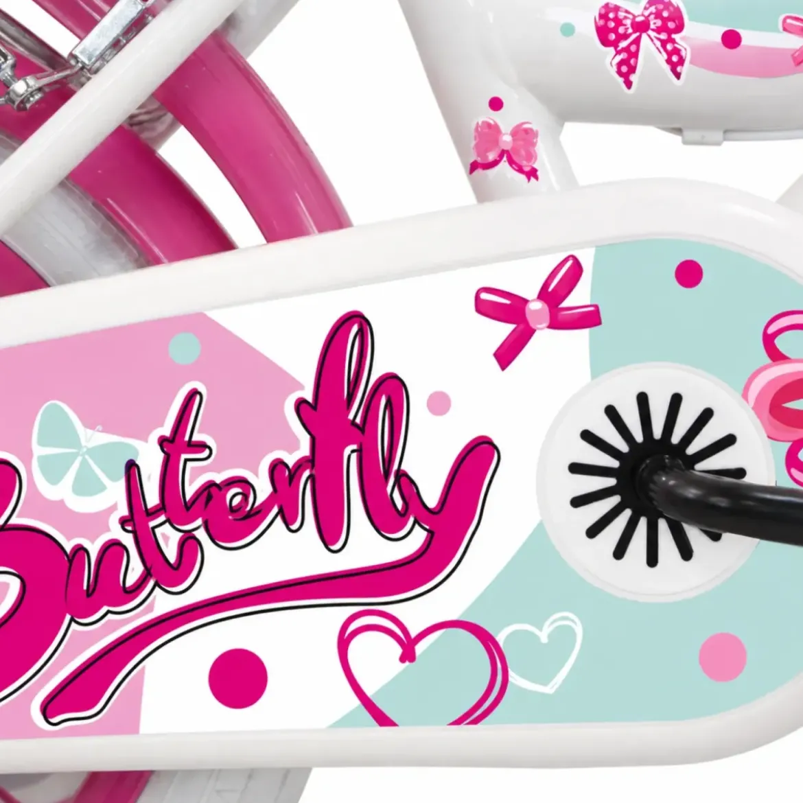 Bicicletta Bambini 16" Bianco Rotelle Removibili Seggiolino Cestino