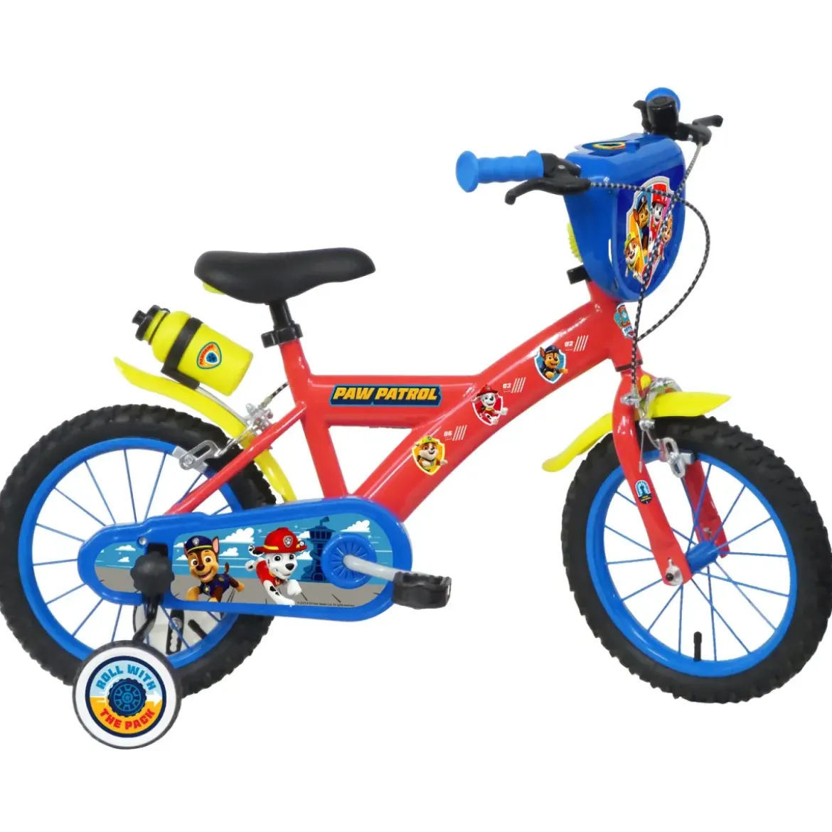 Bicicletta Bambini 14" Paw Patrol Rosso Rotelle Removibili Borraccia