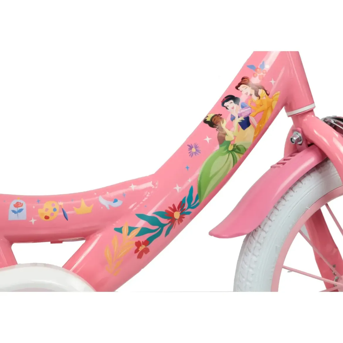 Bicicletta Bambini 16" Principesse Disney Rosa Rotelle Cestino Sedile