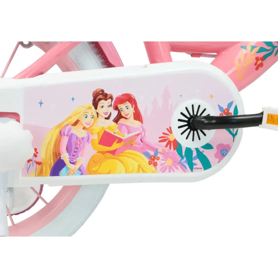 Bicicletta Bambini 14" Principesse Disney Rosa Rotelle Cestino Sedile