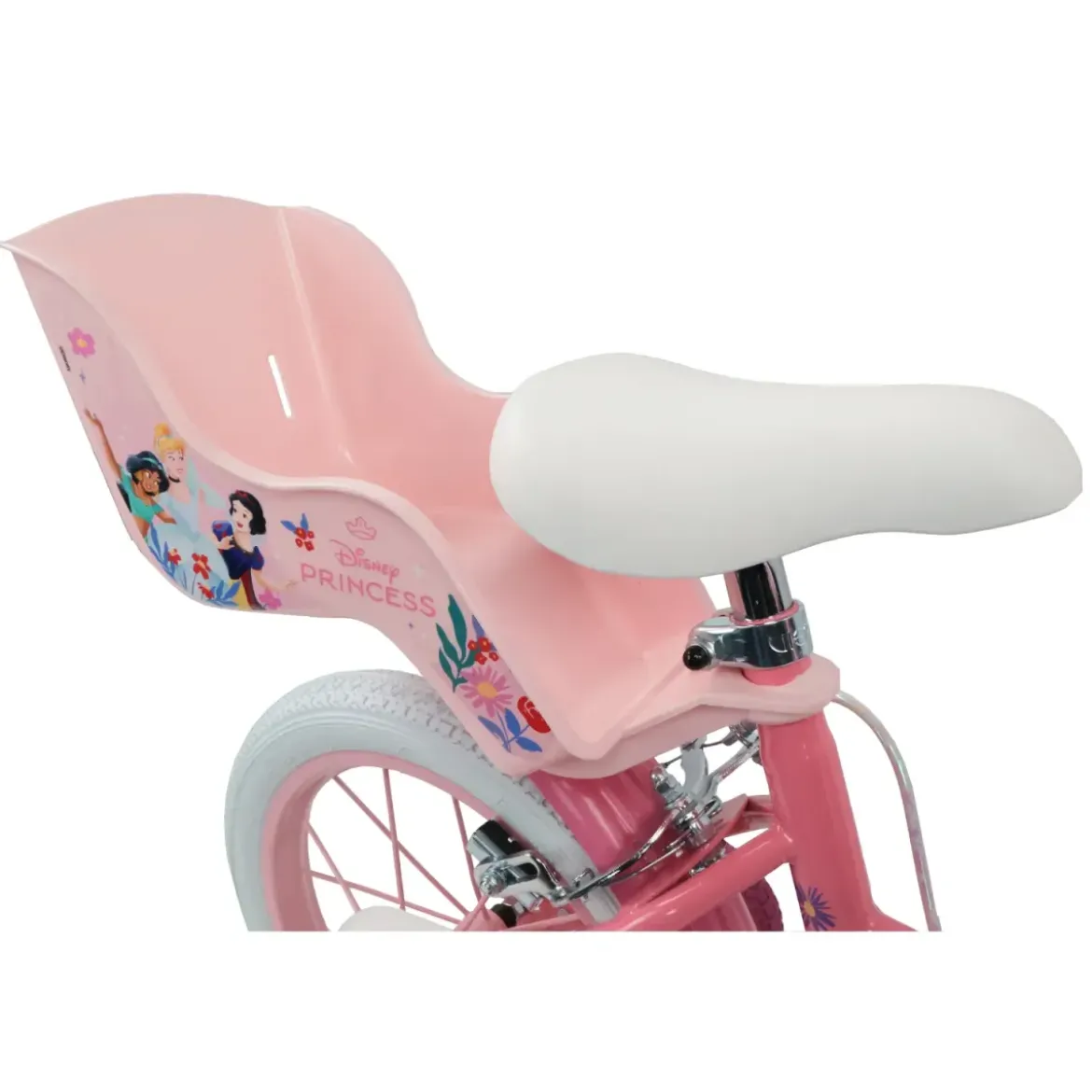 Bicicletta Bambini 14" Principesse Disney Rosa Rotelle Cestino Sedile