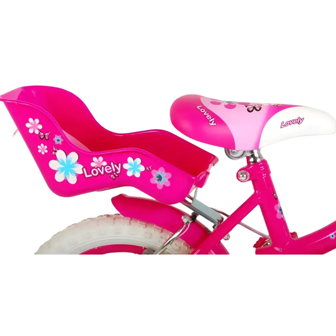 Bicicletta Bambini 14" Sportiva Rosa Rotelle Removibili Borraccia