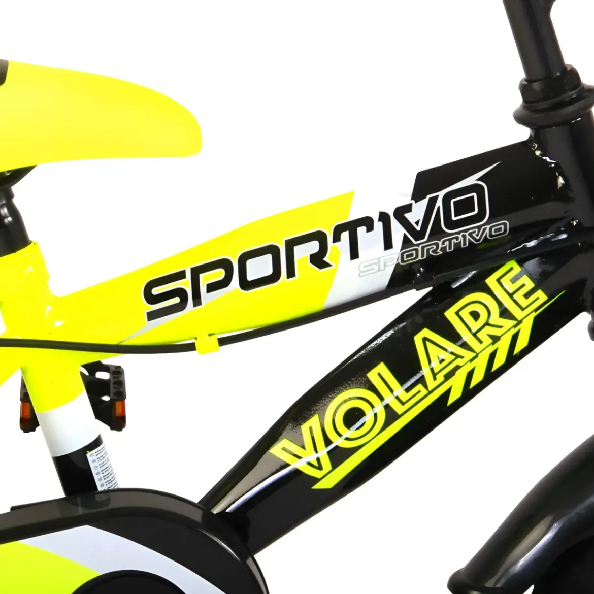 Bicicletta Bambini 12" Sportiva Giallo Rotelle Removibili Borraccia