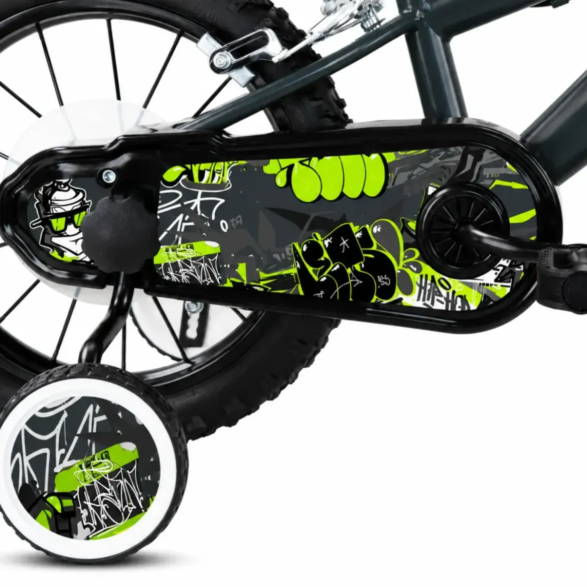Bicicletta BMX per Bambini 14" Verde con Rotelle Removibili Borraccia