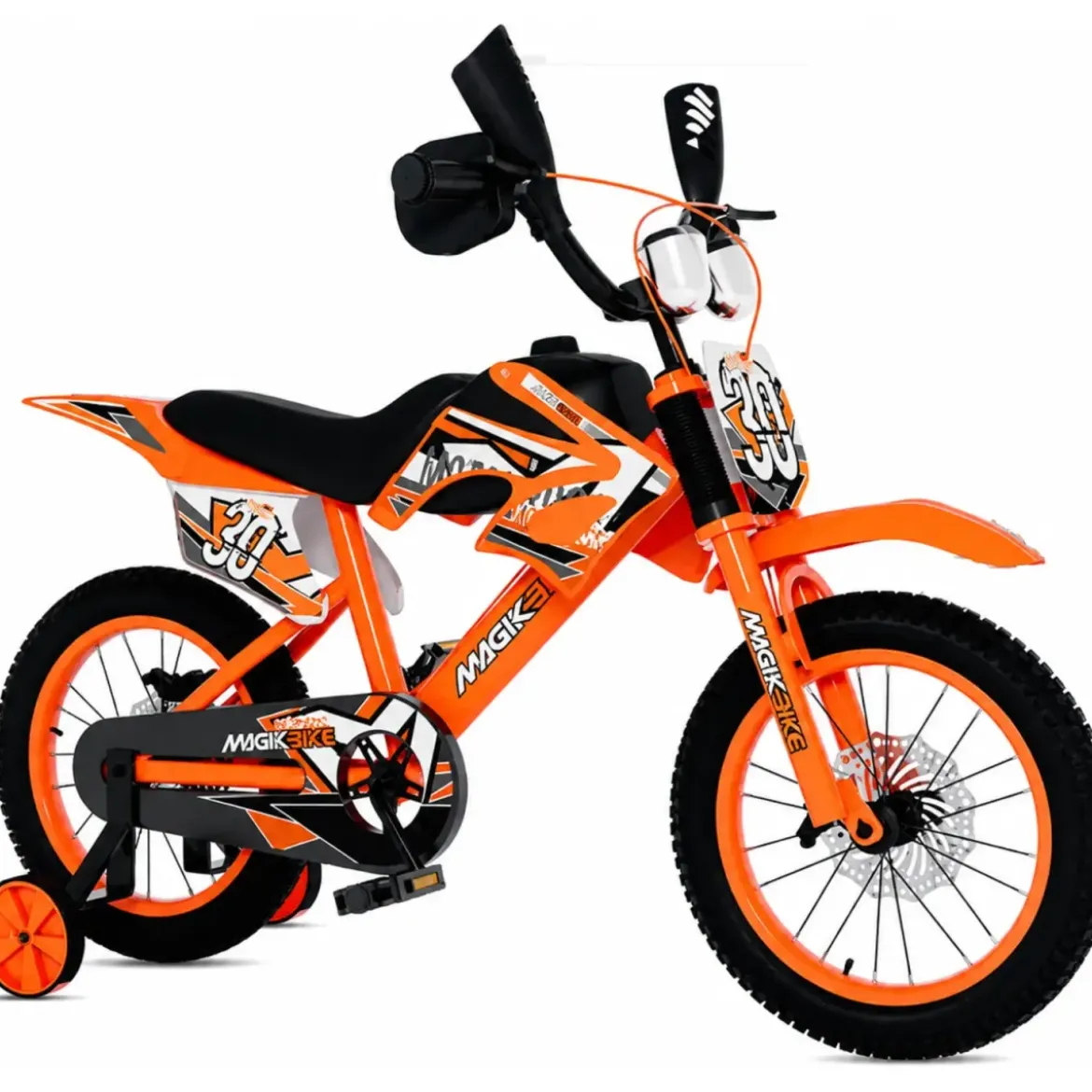Bicicletta da Cross per Bambini 16" Arancione con Freni a Disco Rotelle