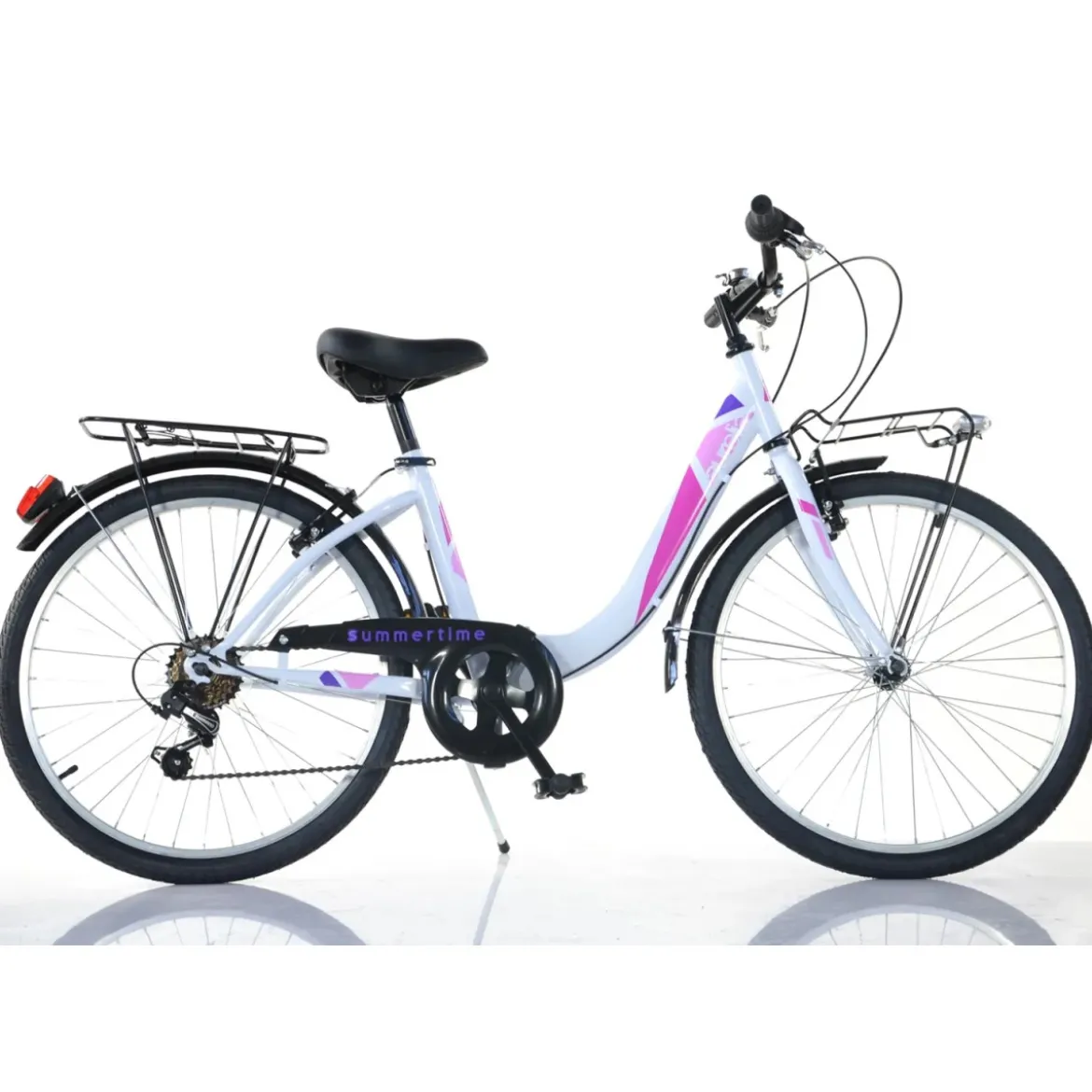 Bicicletta da Ragazza Donna Ruota 26 Pollici Bianca con 6 Marce