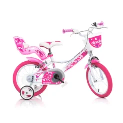 Bicicletta per Bambina Ruota 16 Pollici 4 5 anni Piccoli Cuori con Rotelle Freni