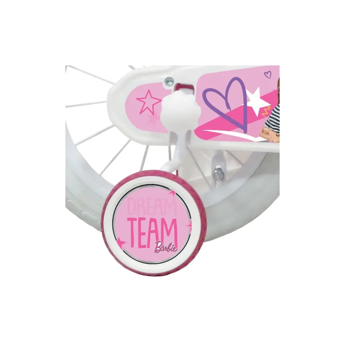 Bicicletta per Bambini 16" Barbie Rosa Rotelle Cestino Portabambola