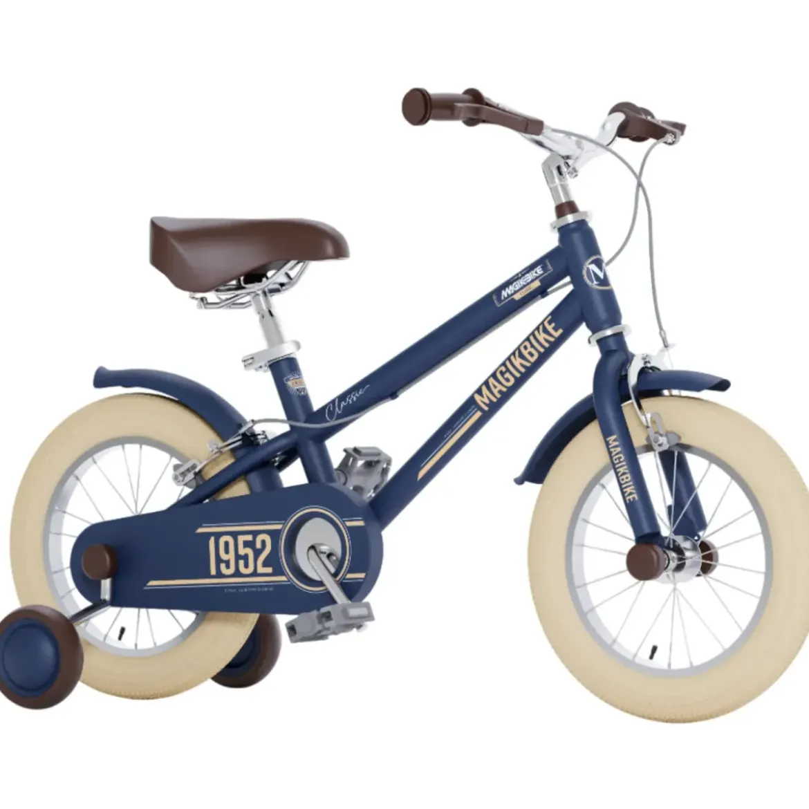 Bicicletta per Bambini 12" Blu Vintage Regolabile con Stabilizzatori