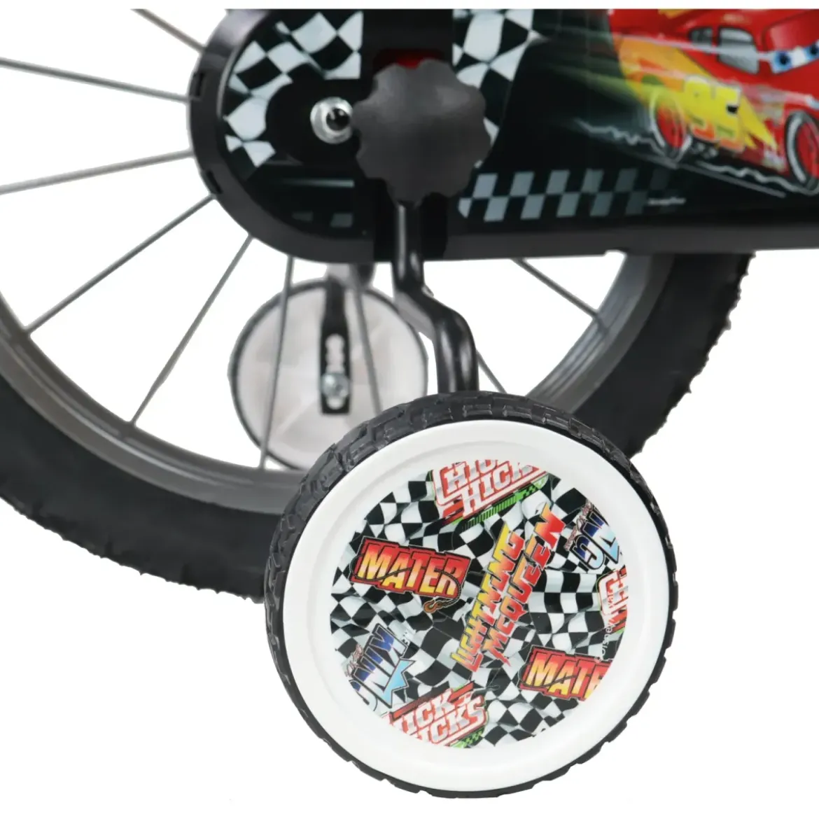 Bicicletta per Bambini 14" Cars Rosso Nero Rotelle Borraccia Trombetta