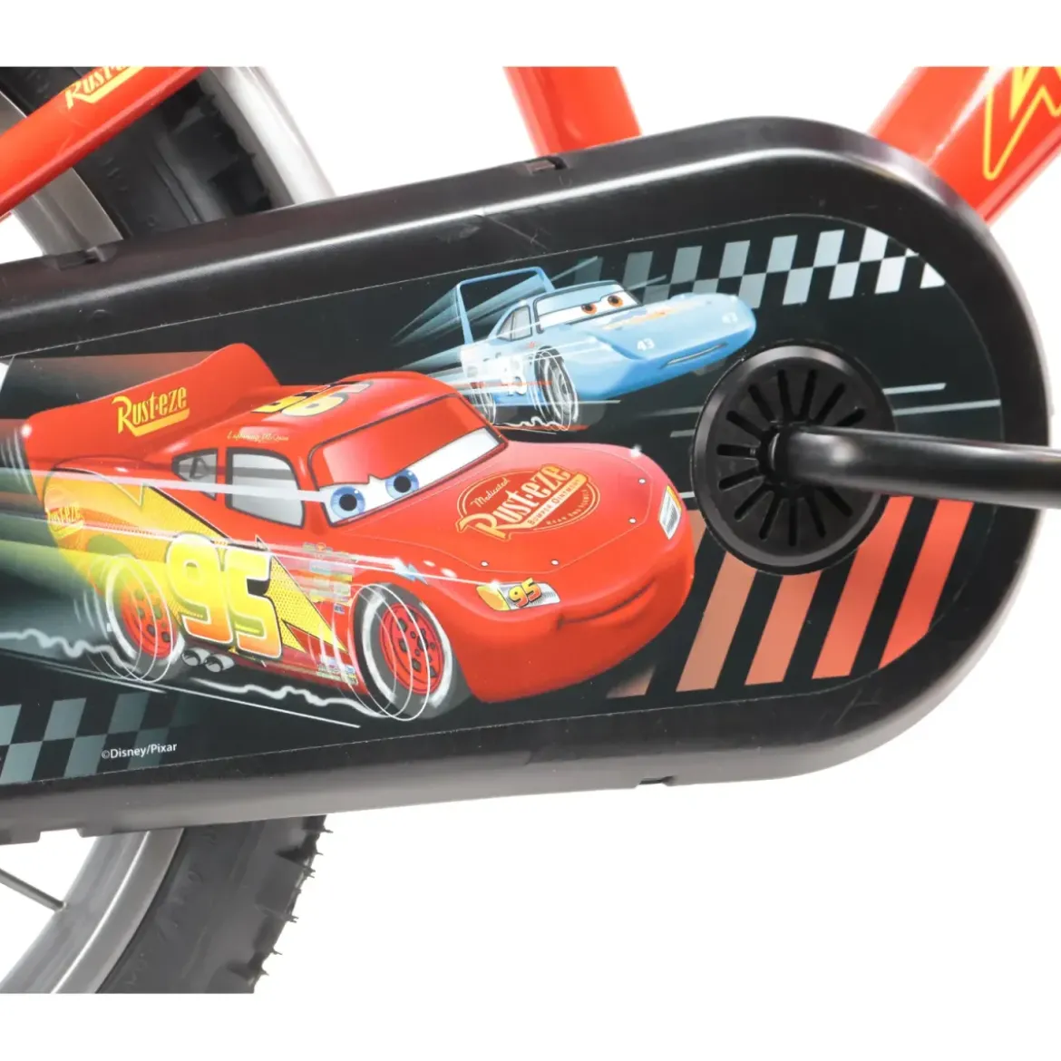 Bicicletta per Bambini 14" Cars Rosso Nero Rotelle Borraccia Trombetta