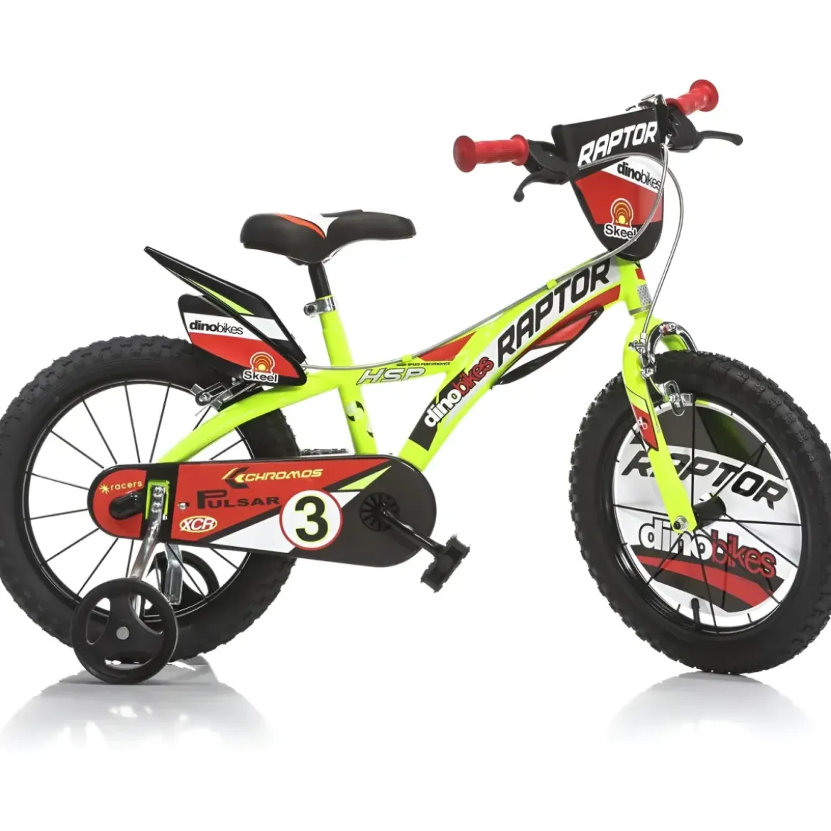 Bicicletta per Bambini 14" Freni Doppi Rotelle in Acciaio Giallo Rosso