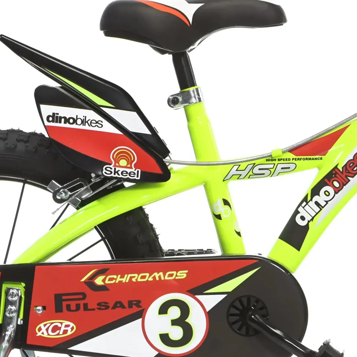 Bicicletta per Bambini 16" Freni Doppi Rotelle in Acciaio Giallo Rosso