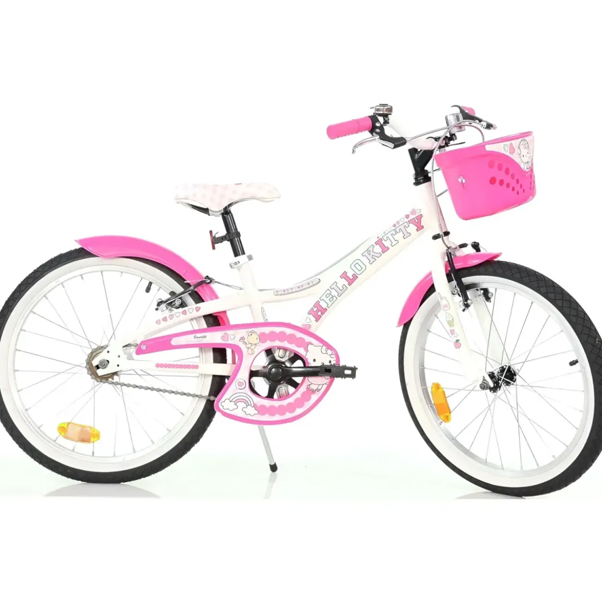 Bicicletta per Bambini 20" Hello Kitty Bianco con Cestino Copricatena
