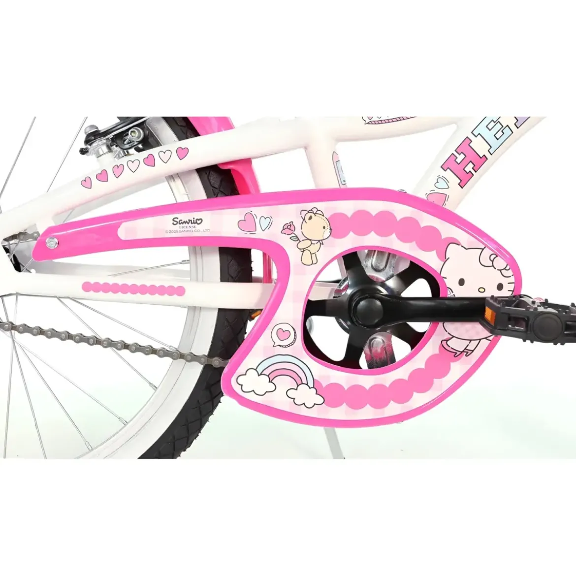 Bicicletta per Bambini 20" Hello Kitty Bianco con Cestino Copricatena