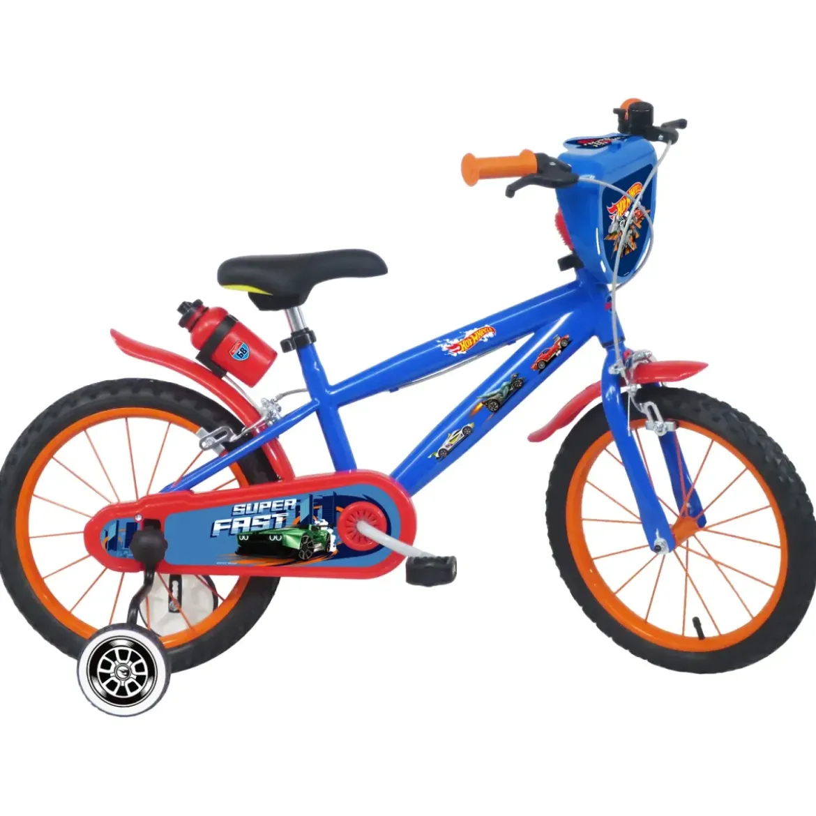 Bicicletta per Bambini 16" Hot Wheels Blu Rotelle Removibili Acciaio