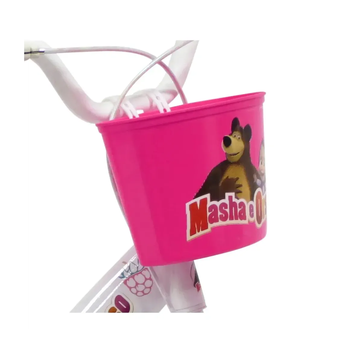 Bicicletta per Bambini 16" Masha e Orso Bianco con Portabambola Rotelle