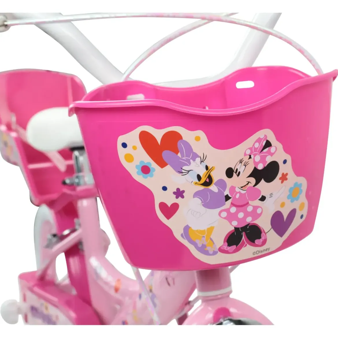 Bicicletta per Bambini 14" Minnie Disney Rosa Cestino Portabambola