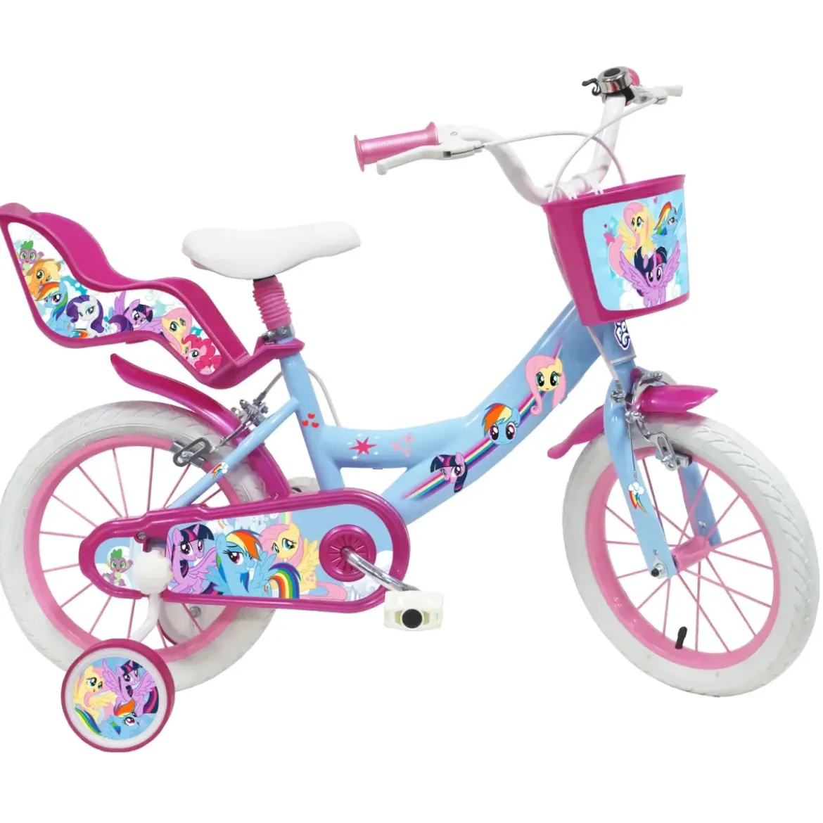 Bicicletta per Bambini My Little Pony 14" Azzurro con Rotelle Cestino