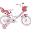 Bicicletta per Bambini 14" Rosa Unicorno Rotelle Removibili Cestino