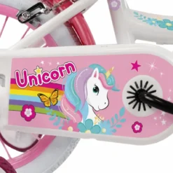 Bicicletta per Bambini 14" Rosa Unicorno Rotelle Removibili Cestino