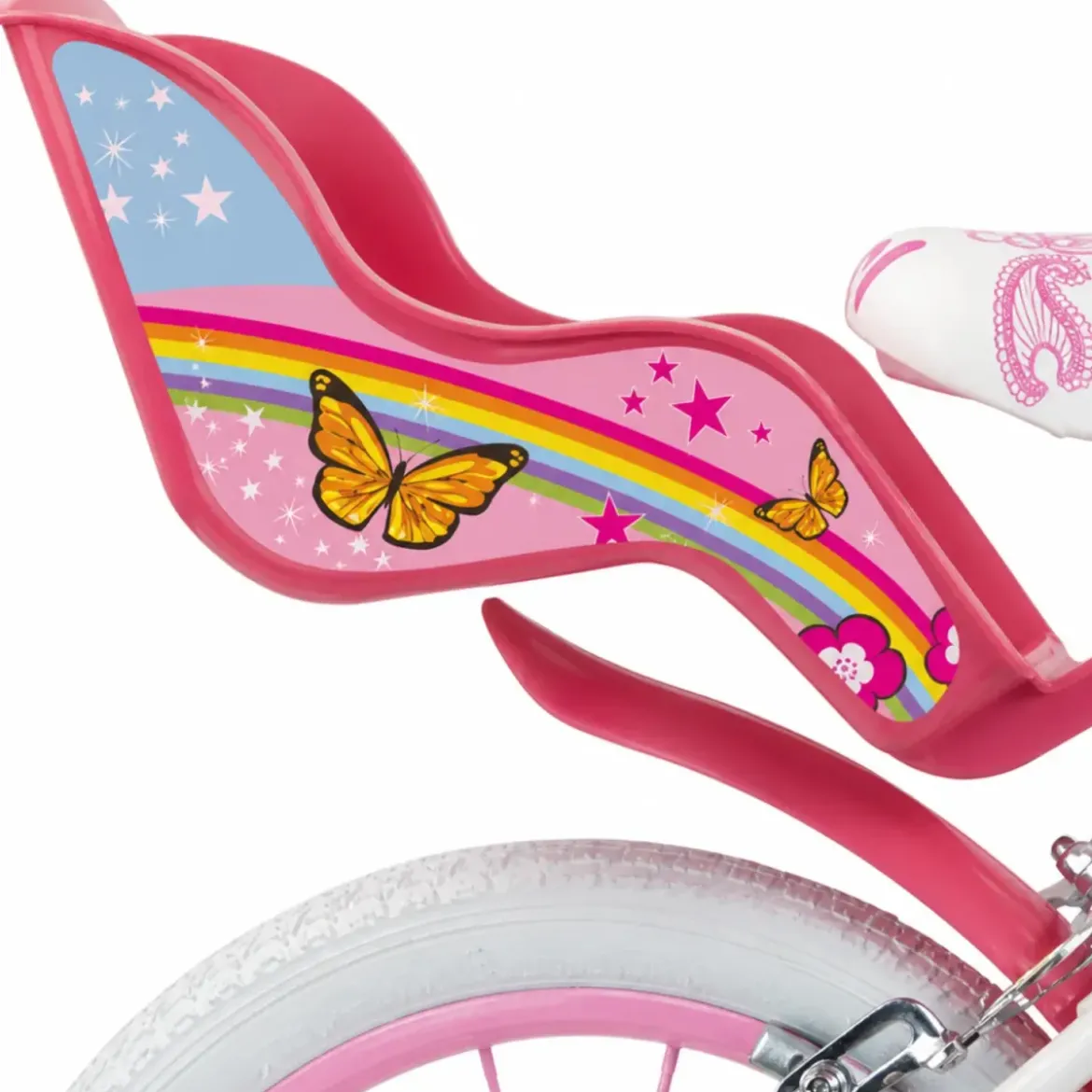 Bicicletta per Bambini 14" Rosa Unicorno Rotelle Removibili Cestino