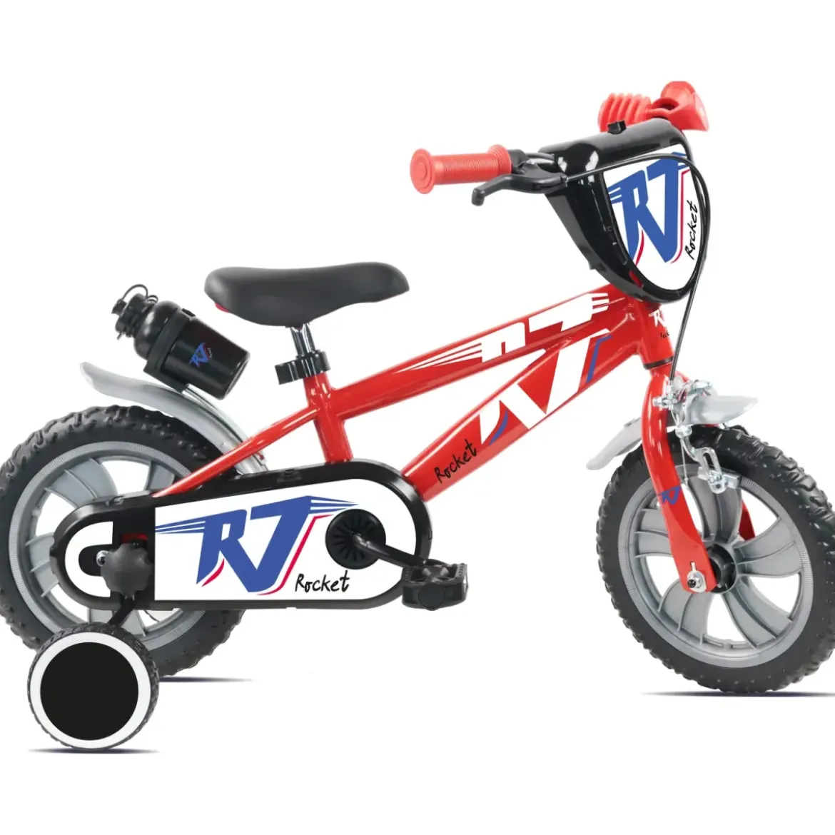 Bicicletta per Bambini 12" Rosso Rocket Rotelle Borraccia Trombetta