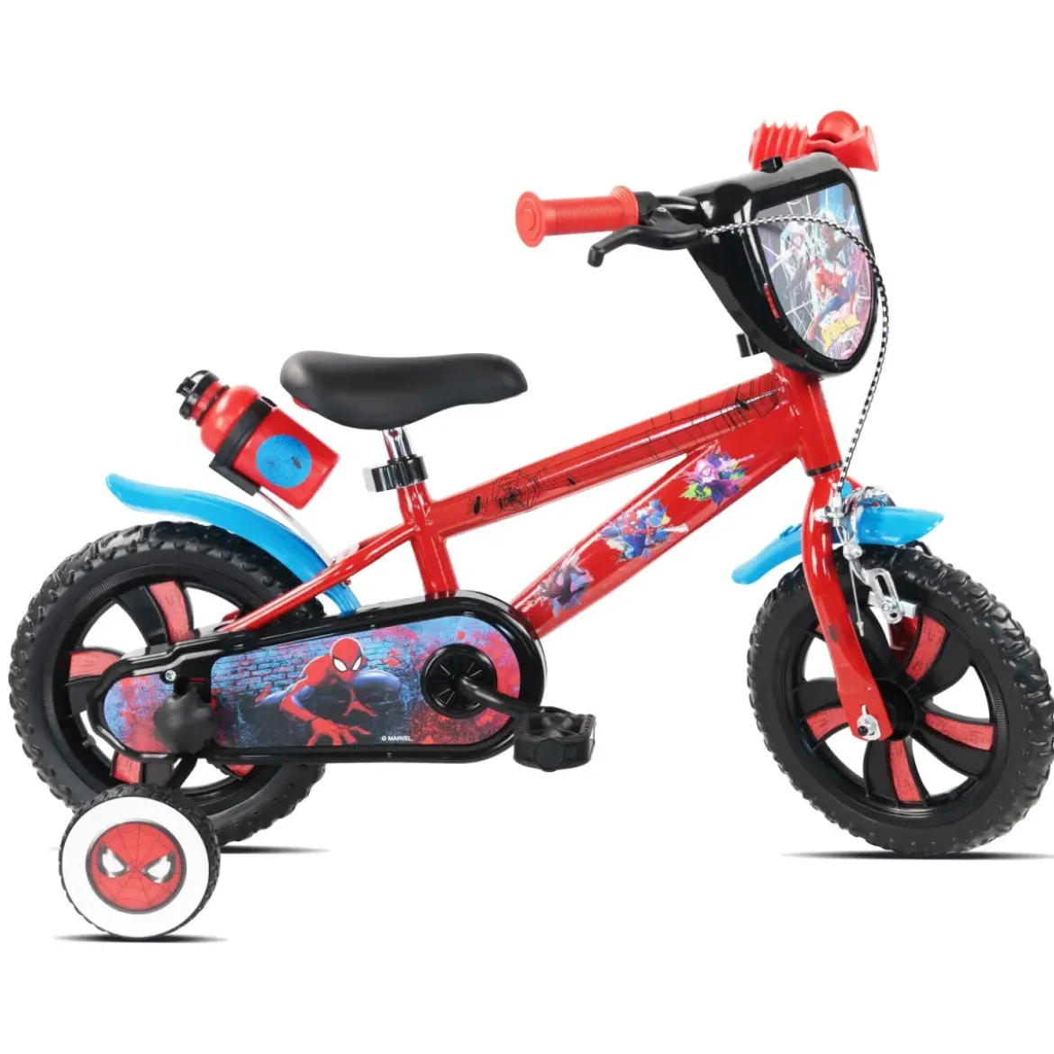 Bicicletta per Bambini Spiderman Marvel 12" Rosso Rotelle Removibili