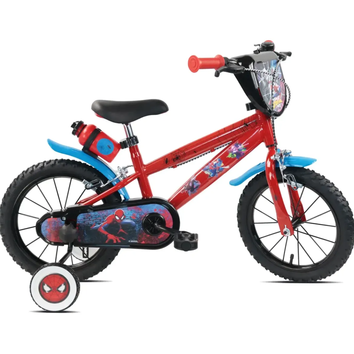 Bicicletta per Bambini Spiderman Marvel 14" Rosso Rotelle Removibili