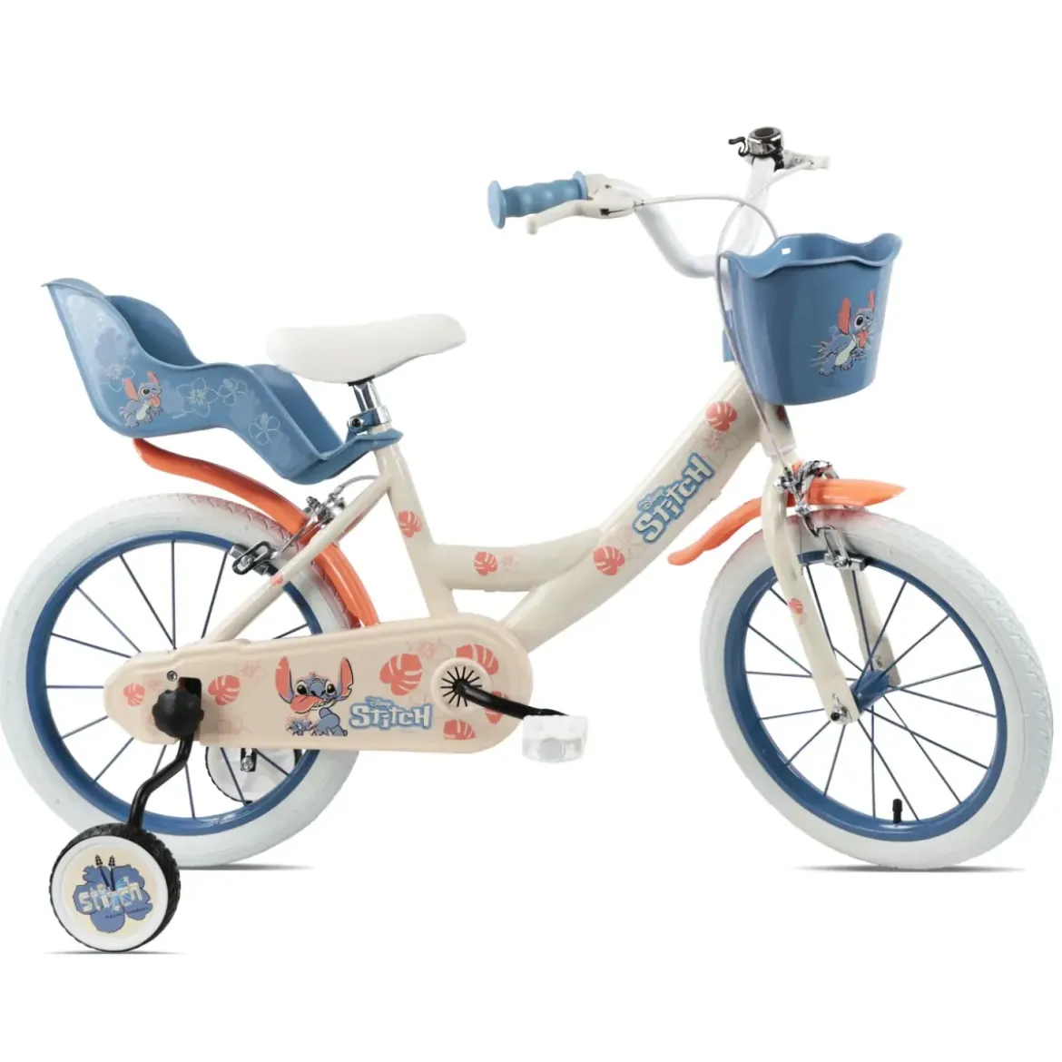Bicicletta per Bambini 16" Stitch Disney Beige con Rotelle Removibili